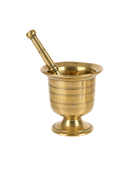 Vintage 19th Century English Brass Mortar and Pestle Weston Table