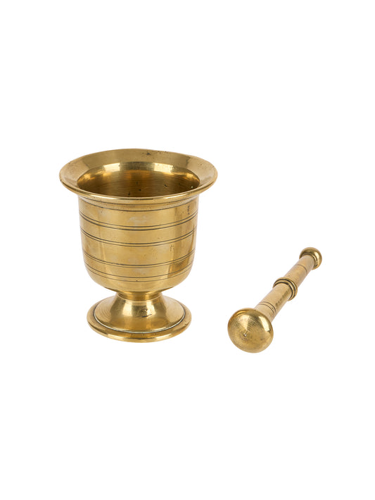 Vintage 19th Century English Brass Mortar and Pestle Weston Table