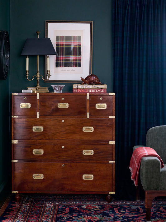 Vintage 19th Century English Campaign Chest of Drawers Weston Table