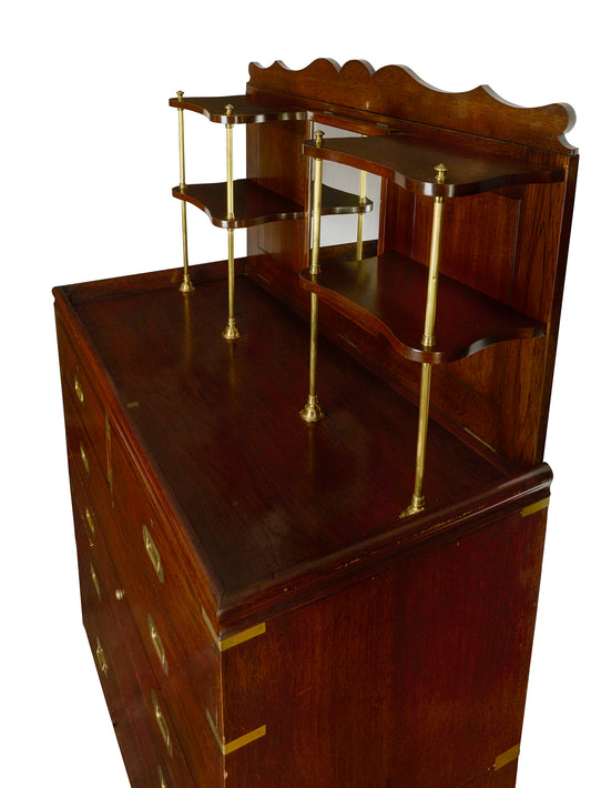 Vintage 19th Century English Campaign Secretary Weston Table