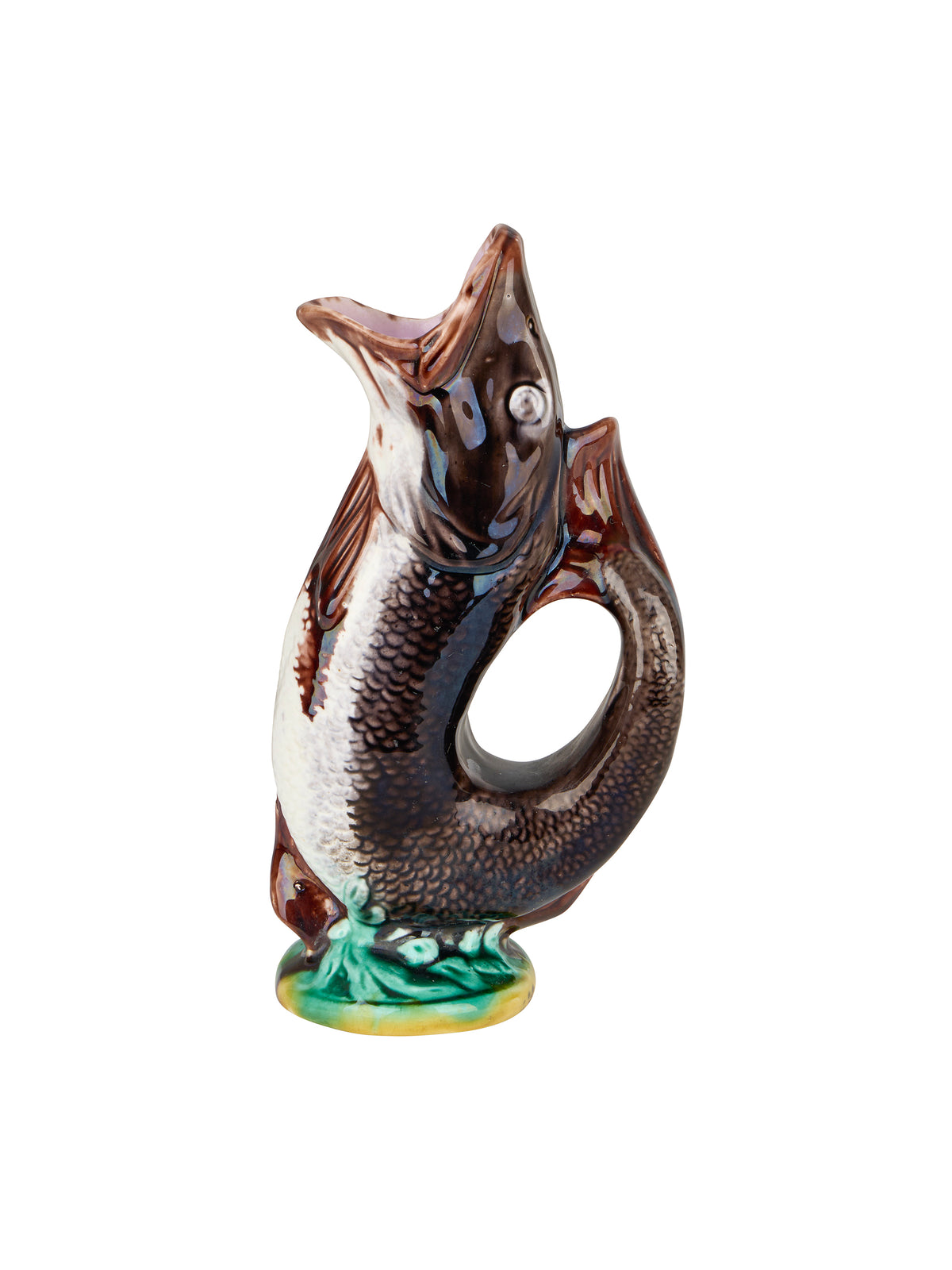 Vintage 19th Century English Majolica Fish Jug Five Weston Table