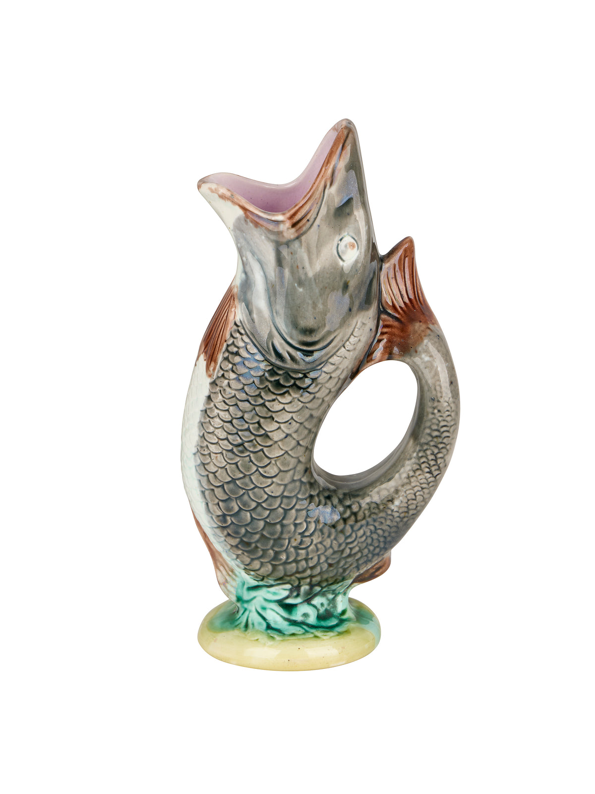 Vintage 19th Century English Majolica Fish Jug One Weston Table
