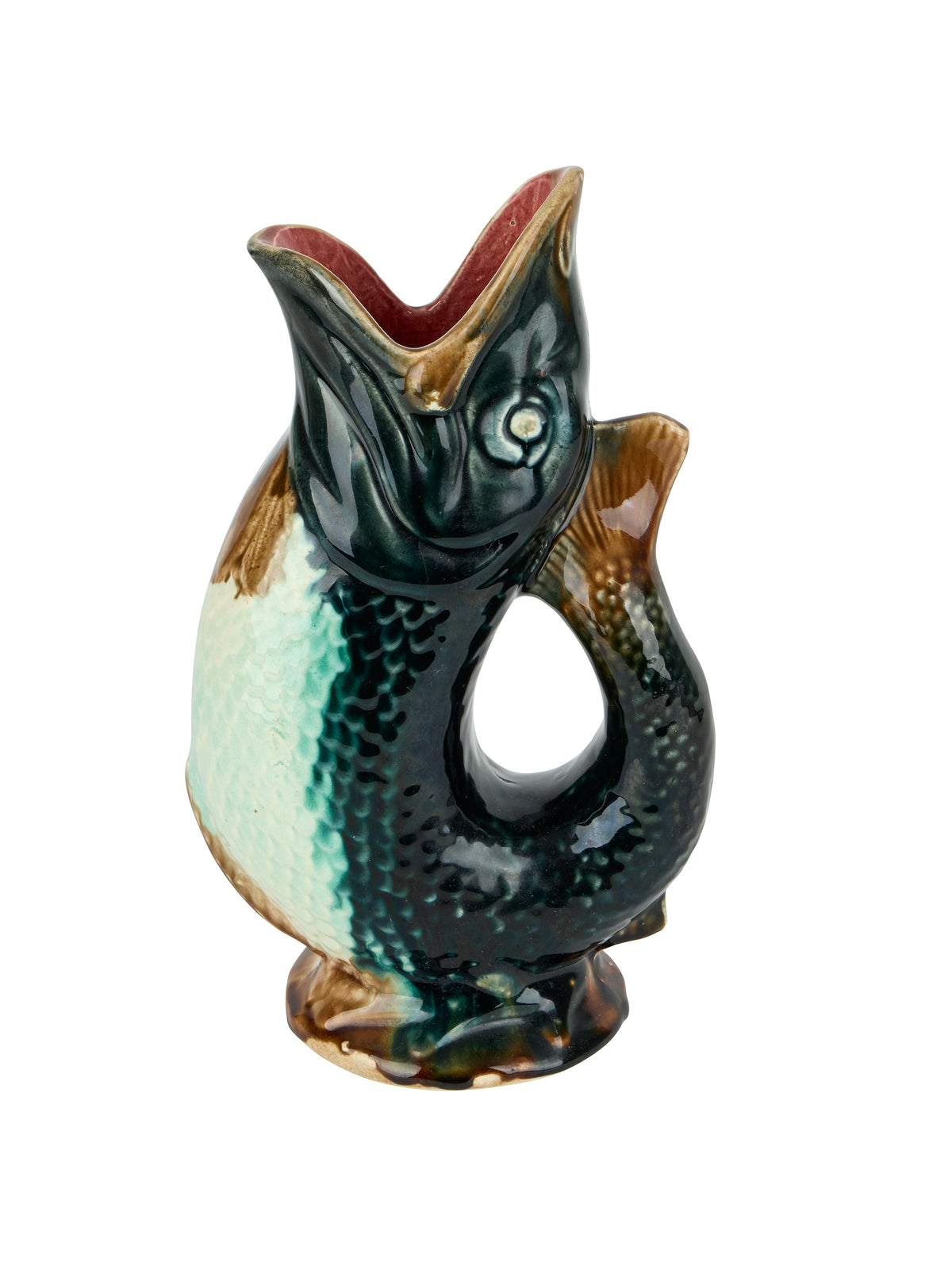 Vintage 19th Century English Majolica Fish Jug Six Weston Table