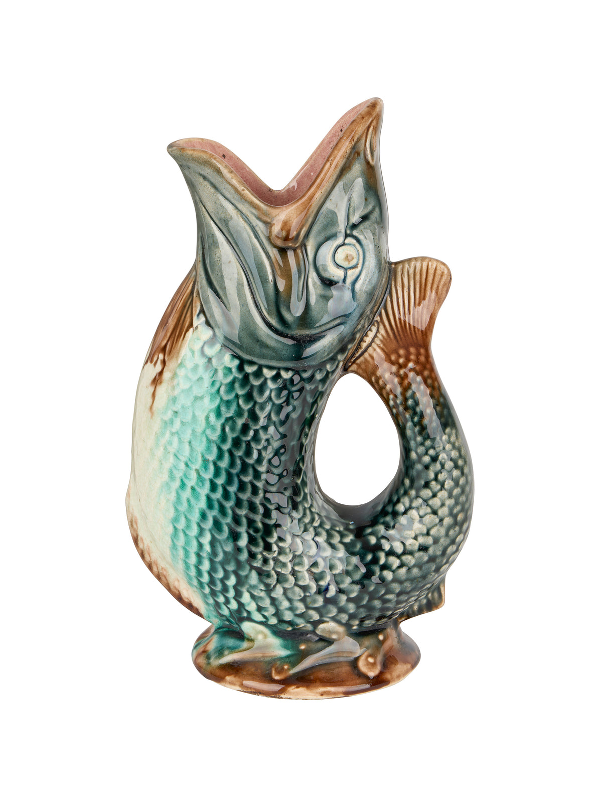Vintage 19th Century English Majolica Fish Jug Three Weston Table