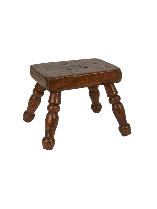 Vintage 19th Century English Oak Tiny Stool Weston Table