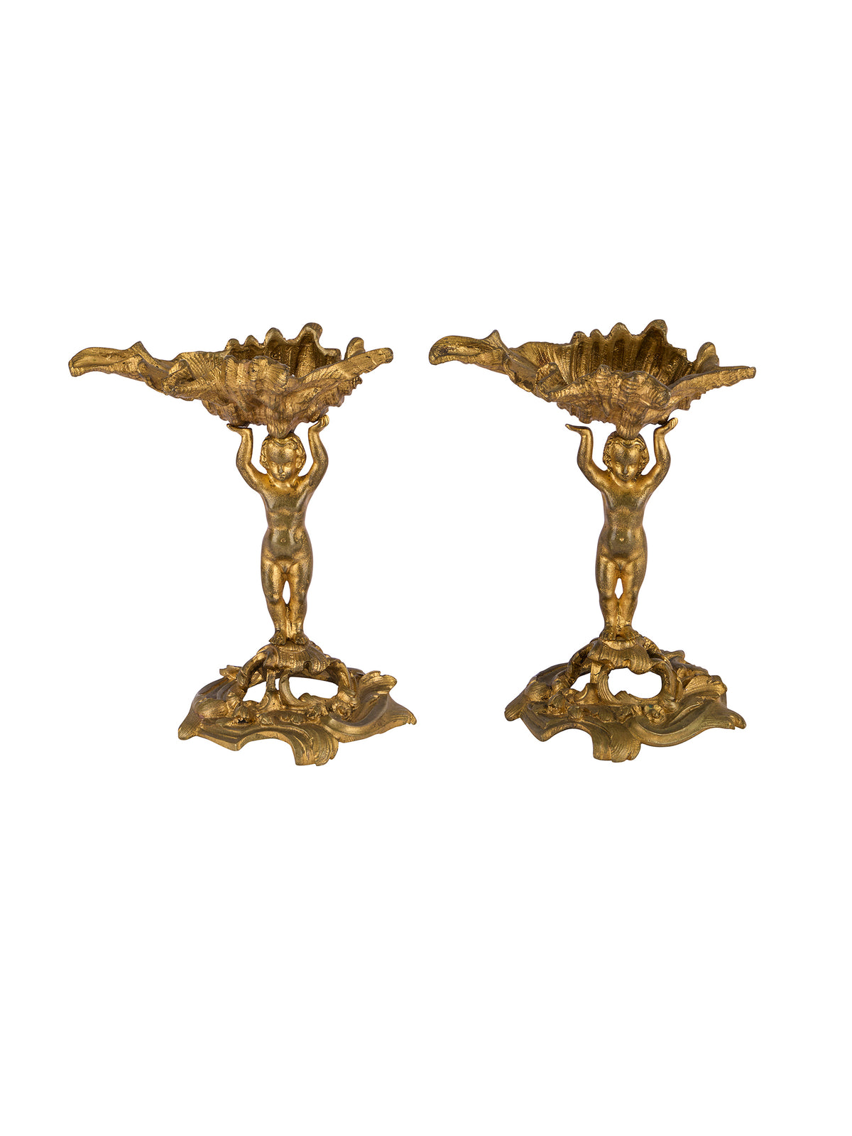 Vintage 19th Century French Cherub with Shells Candelabra Pair Weston Table