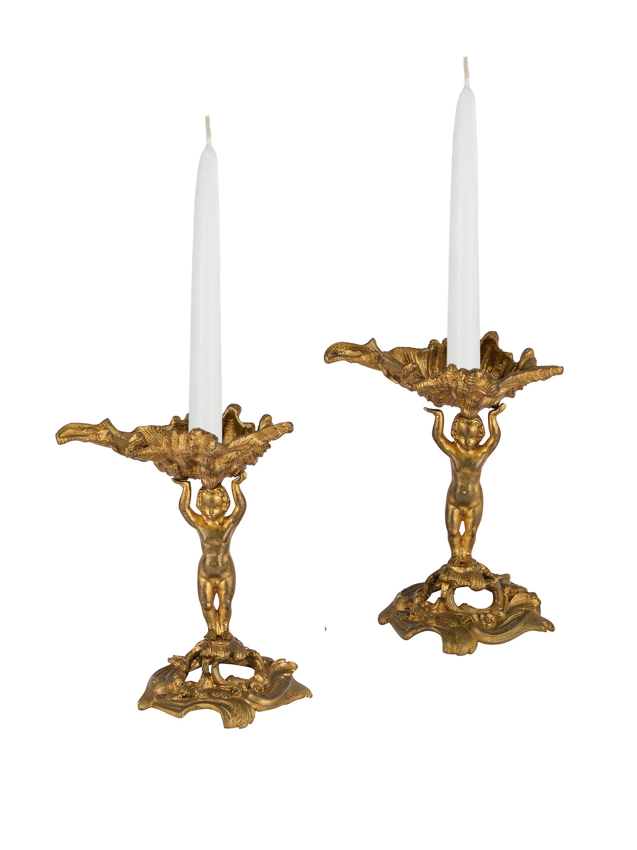 Vintage 19th Century French Cherub with Shells Candelabra Pair ...