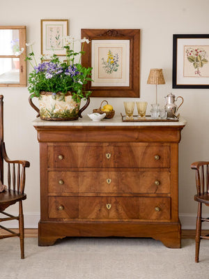  Vintage 19th Century French Chest with Marble Top Weston Table 