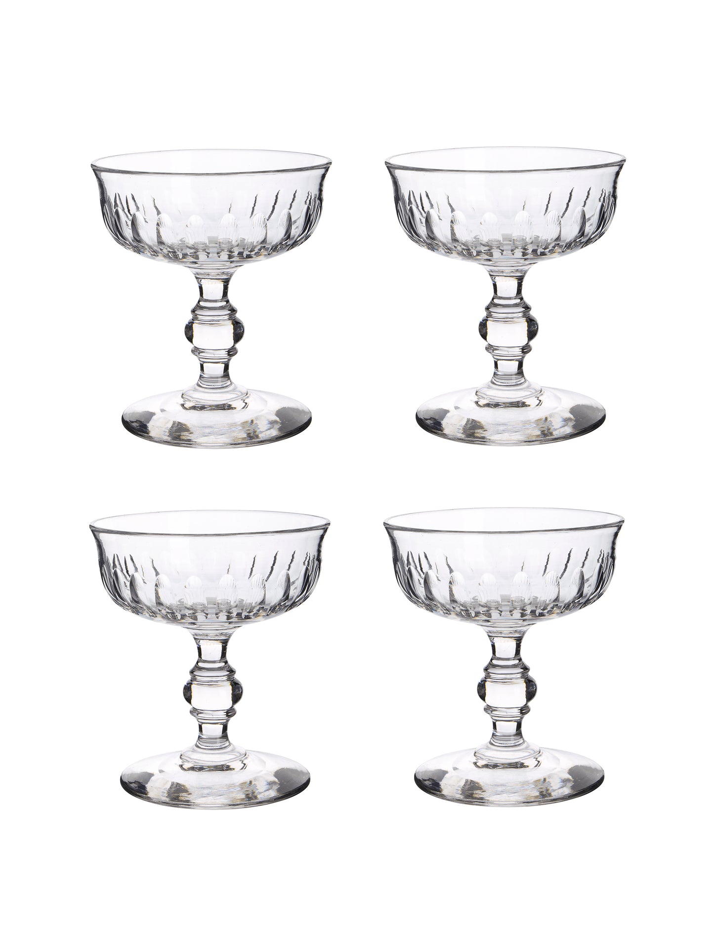 Vintage 19th Century French Crystal Cocktail Coupes Set of Four Weston Table