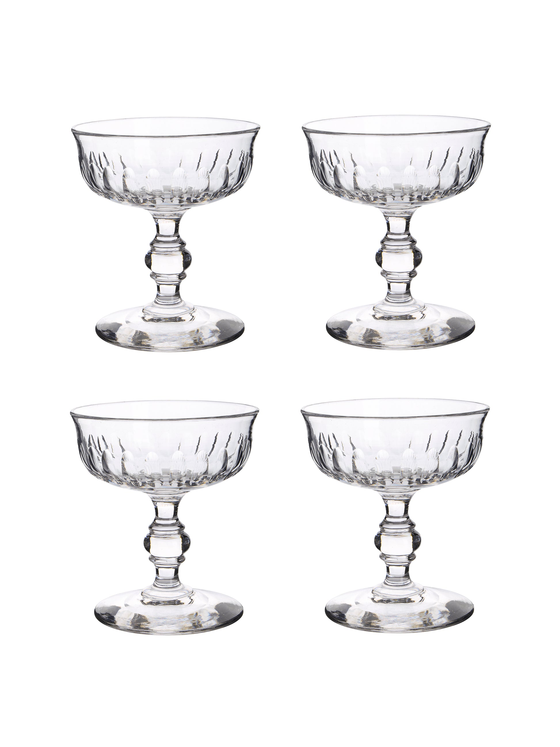 Vintage 19th Century French Crystal Cocktail Coupes Set of Four Weston Table