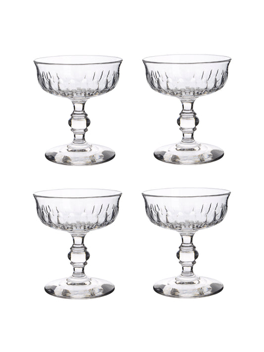 Vintage 19th Century French Crystal Cocktail Coupes Set of Four Weston Table