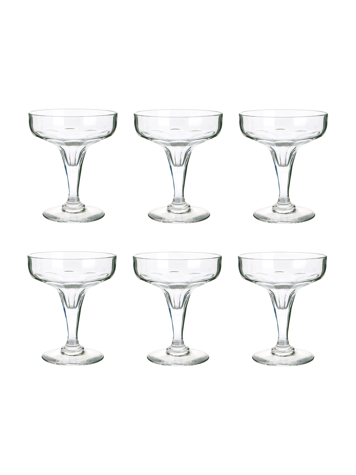 Vintage 19th Century French Crystal Semi Hollow Champagne Coupes Set of Six Weston Table