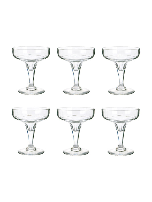 Vintage 19th Century French Crystal Semi Hollow Champagne Coupes Set of Six Weston Table