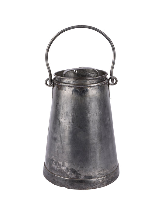 Vintage 19th Century French Galvanized Iron Dairy Can Weston Table