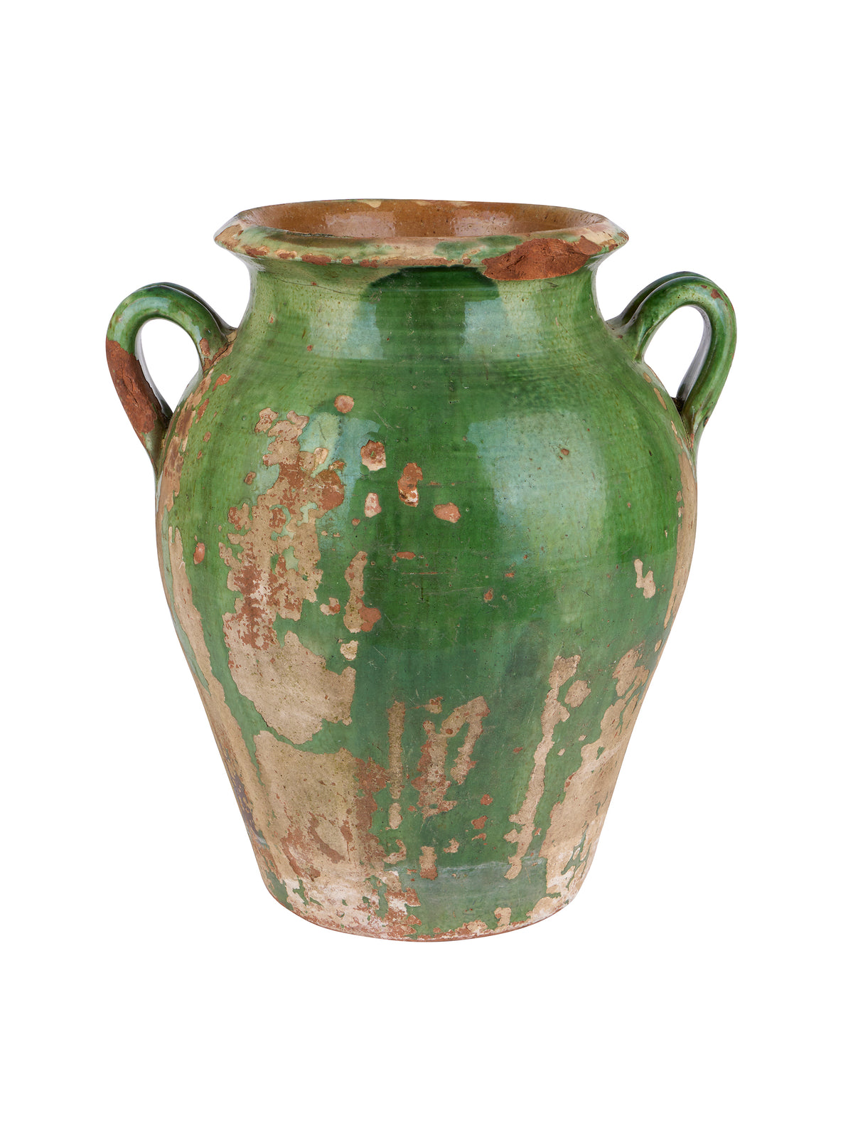 Vintage 19th Century French Green Glazed Confit Pot Two Weston Table