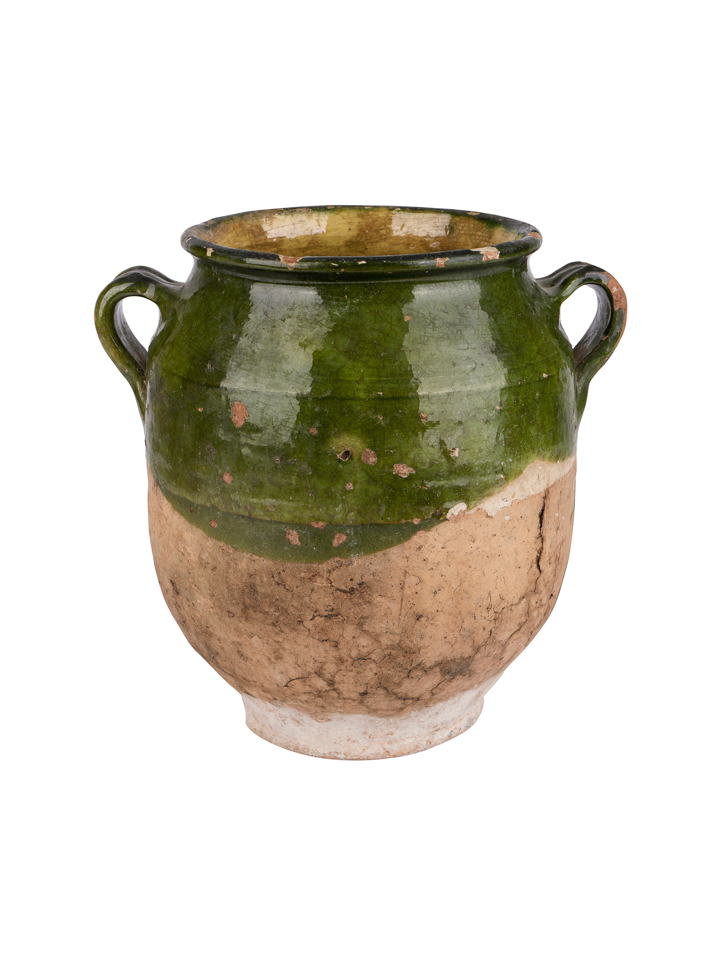 Vintage 19th Century French Green Glazed Confit Pot Weston Table