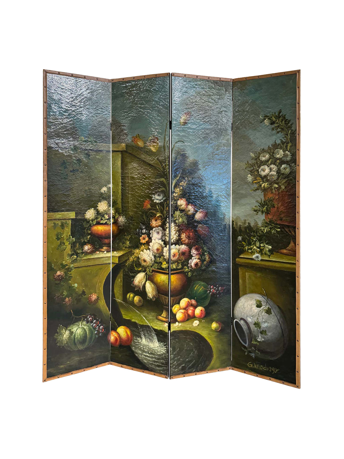 Vintage 19th Century French Hand Painted Folding Screen Weston Table