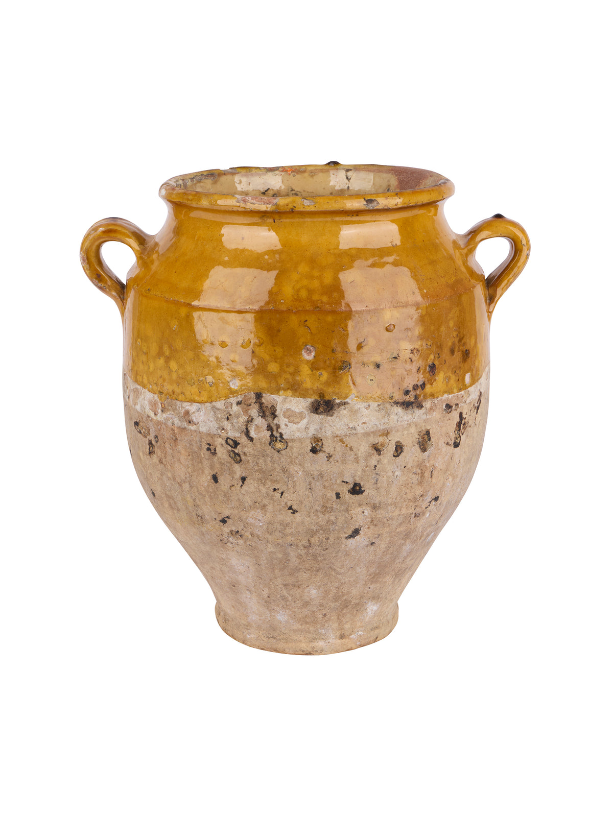 Vintage 19th Century French Ochre Glazed Confit Pot Eight Weston Table