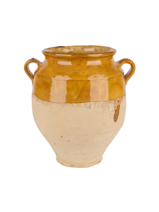 Vintage 19th Century French Ochre Glazed Confit Pot One Weston Table