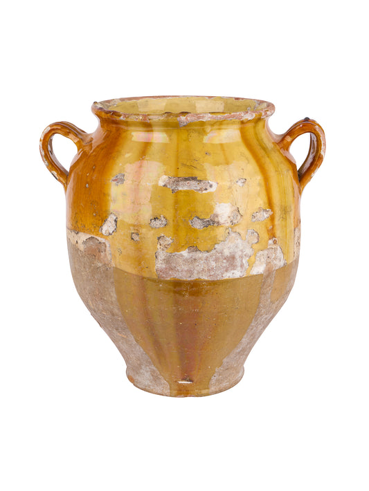 Vintage 19th Century French Ochre Glazed Confit Pot One Weston Table