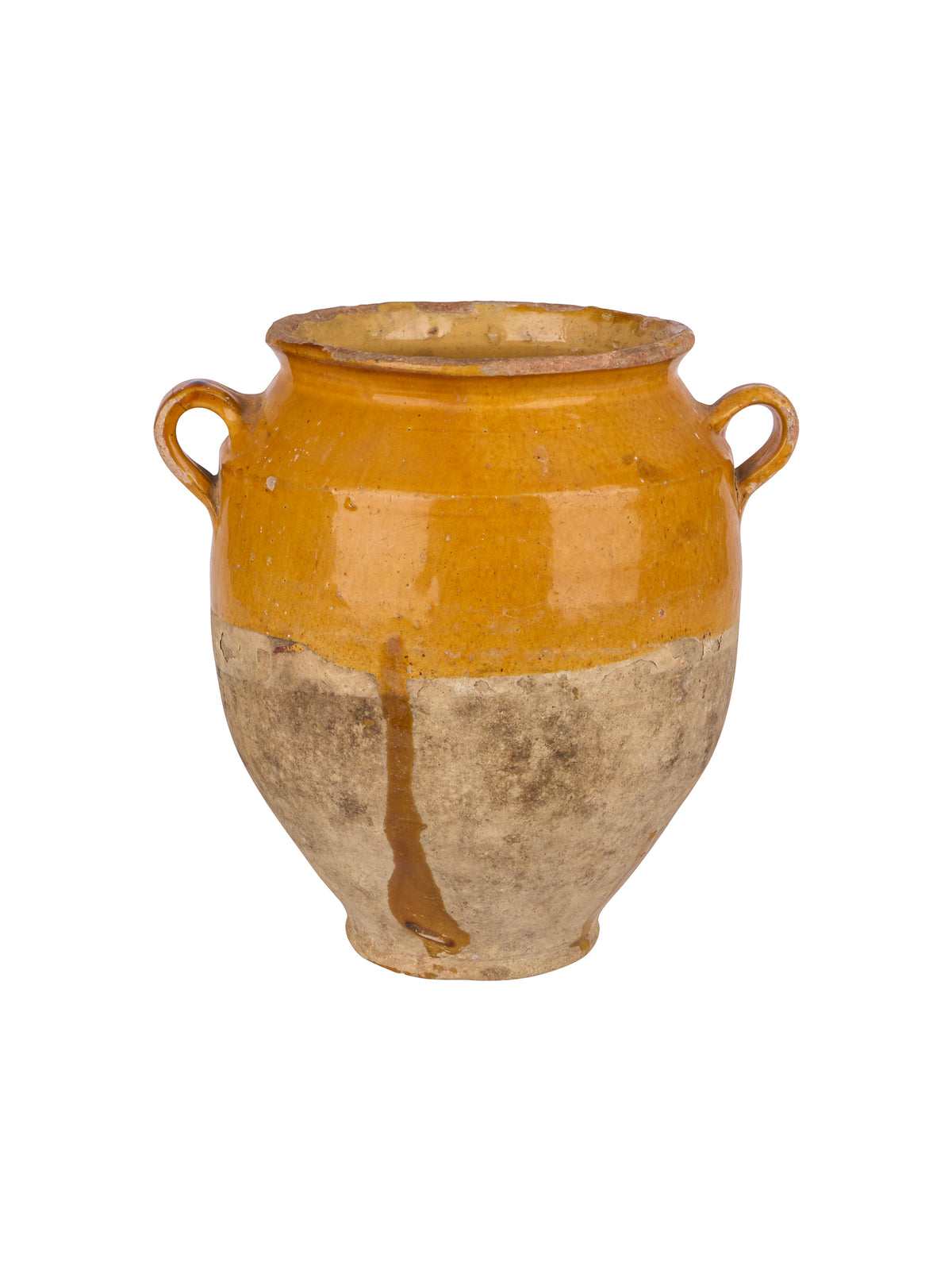 Vintage 19th Century French Terracotta Glazed Confit Pot Eleven Weston Table