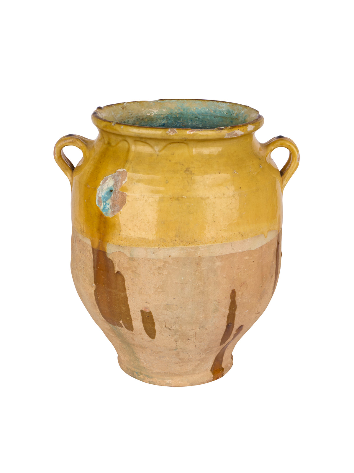 Vintage 19th Century French Terracotta Glazed Confit Pot Nine Weston Table