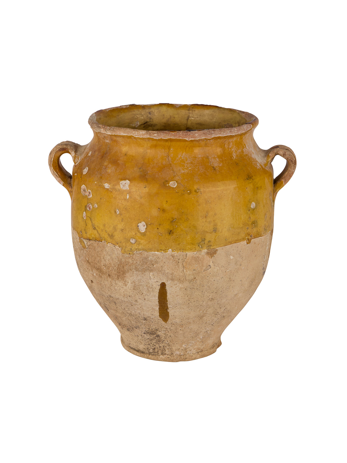 Vintage 19th Century French Yellow Small Glazed Confit Pot Four Weston Table