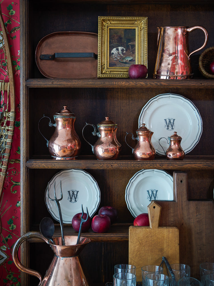 Vintage 19th Century Graduated French Copper Coffee Pots Weston Table