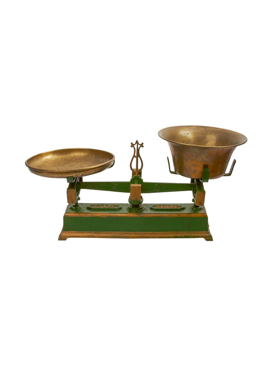 Vintage 19th Century Green Dry Goods Cast Iron Force Scale Weston Table