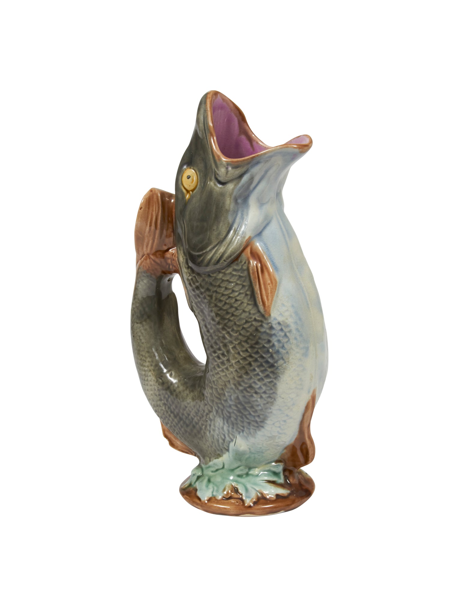 Vintage 19th Century Grey Gurgling Fish Pitcher Weston Table