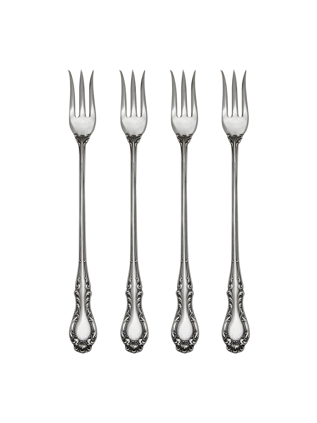 Vintage 19th Century Joan Wallace Silver Plate Oyster Forks Set of Four Weston Table