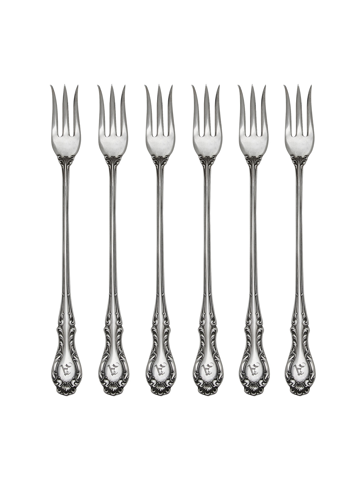 Vintage 19th Century Joan Wallace Silver Plate Oyster Forks Set of Six Weston Table