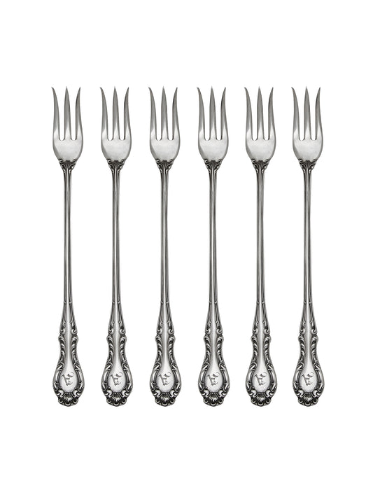 Vintage 19th Century Joan Wallace Silver Plate Oyster Forks Set of Six Weston Table