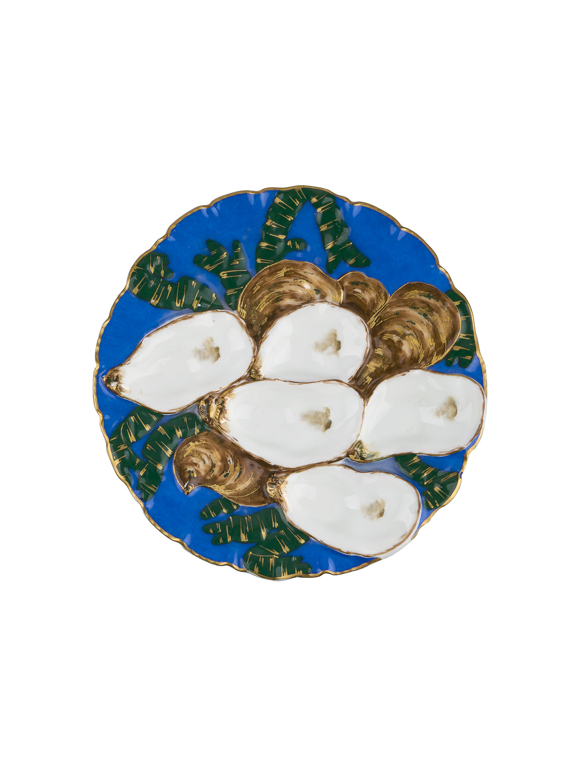 Vintage 19th Century Limoges Blue & Green Oyster Plate Weston Table