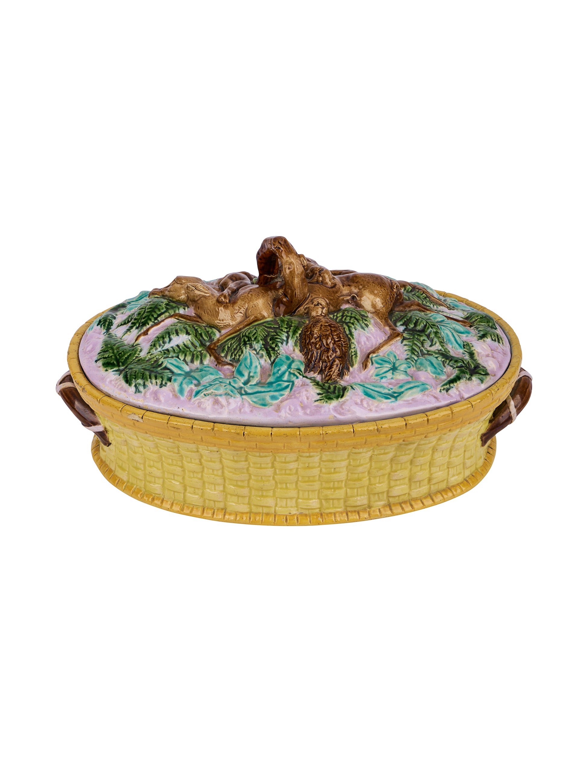 Vintage 19th Century Majolica Game Pie Dish Weston Table