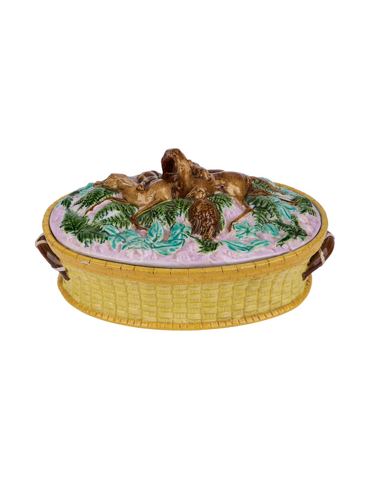 Vintage 19th Century Majolica Game Pie Dish Weston Table