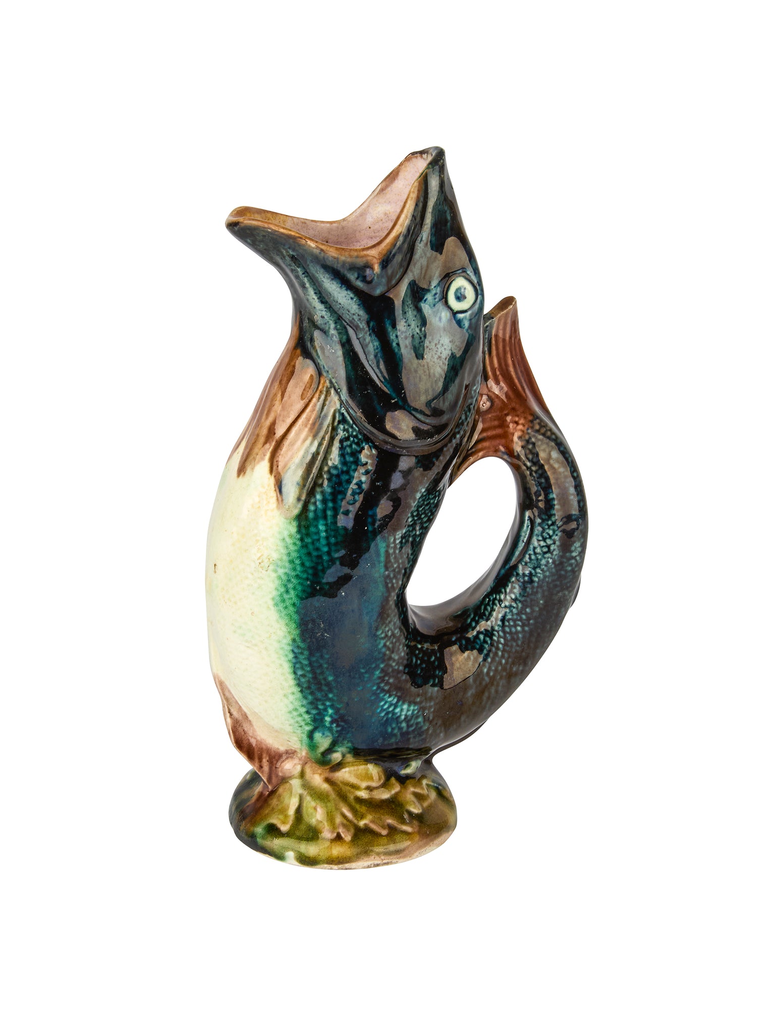Vintage 19th Century Majolica Gurgling Fish Jug Weston Table
