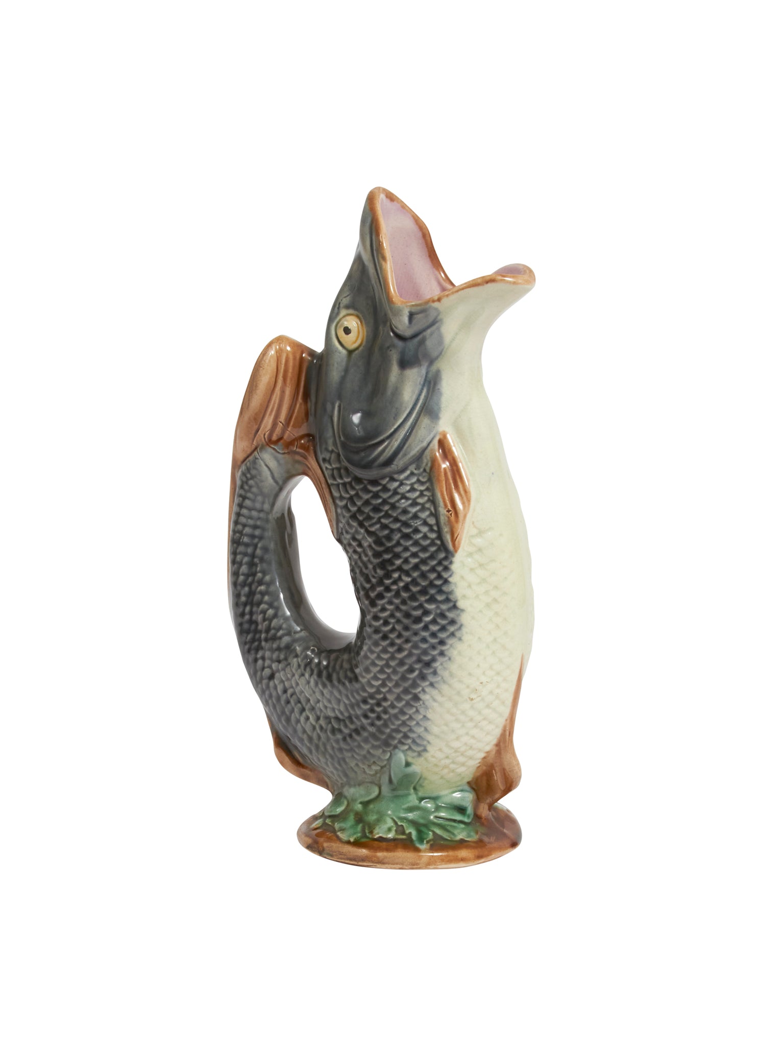 Vintage 19th Century Majolica Gurgling Fish Pitcher Weston Table