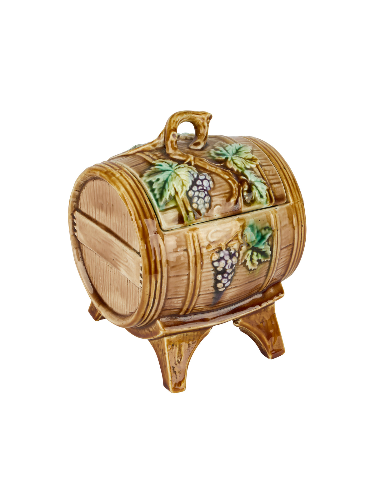 Vintage 19th Century Majolica Wine Barrel Weston Table