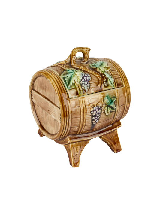 Vintage 19th Century Majolica Wine Barrel Weston Table