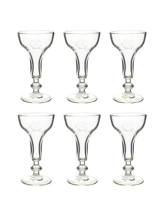 Vintage 19th Century Monogram Hollow Stem Champagne Glasses Weston Table
