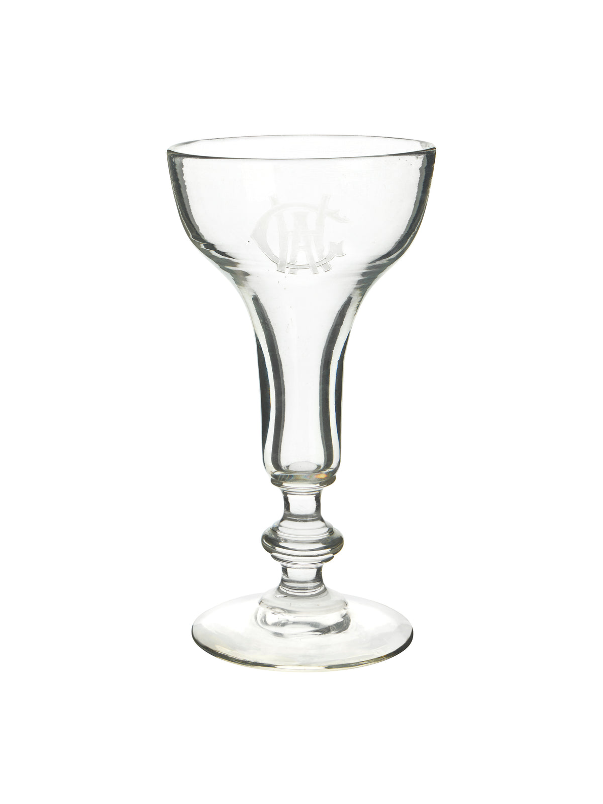Vintage 19th Century Monogram Hollow Stem Champagne Glasses Weston Table