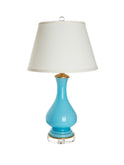 Vintage 19th Century Opaline Robin's Egg Blue Lamp Weston Table