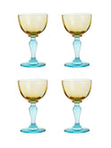 Vintage 19th Century Portieux Vallerysthal Blue and Amber Aperitif Glasses Set of Four Weston Table