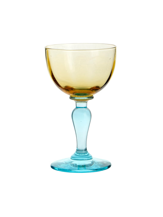 Vintage 19th Century Portieux Vallerysthal Blue and Amber Aperitif Glasses Weston Table