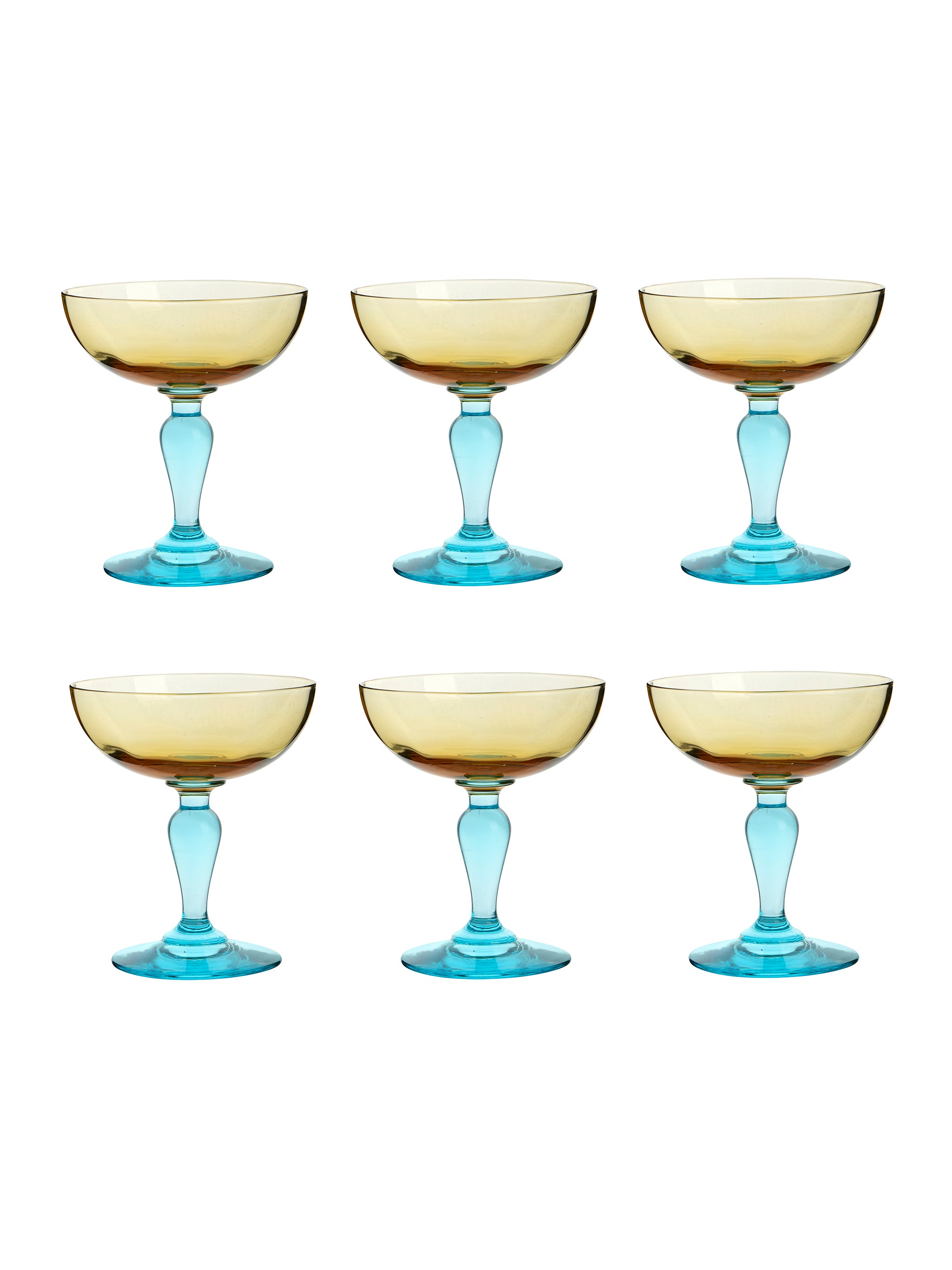 Vintage 19th Century Portieux Vallerysthal Blue and Amber Cocktail