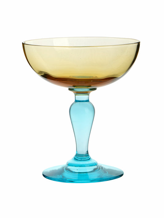 Vintage 19th Century Portieux Vallerysthal Blue and Amber Cocktail Coupes Weston Table