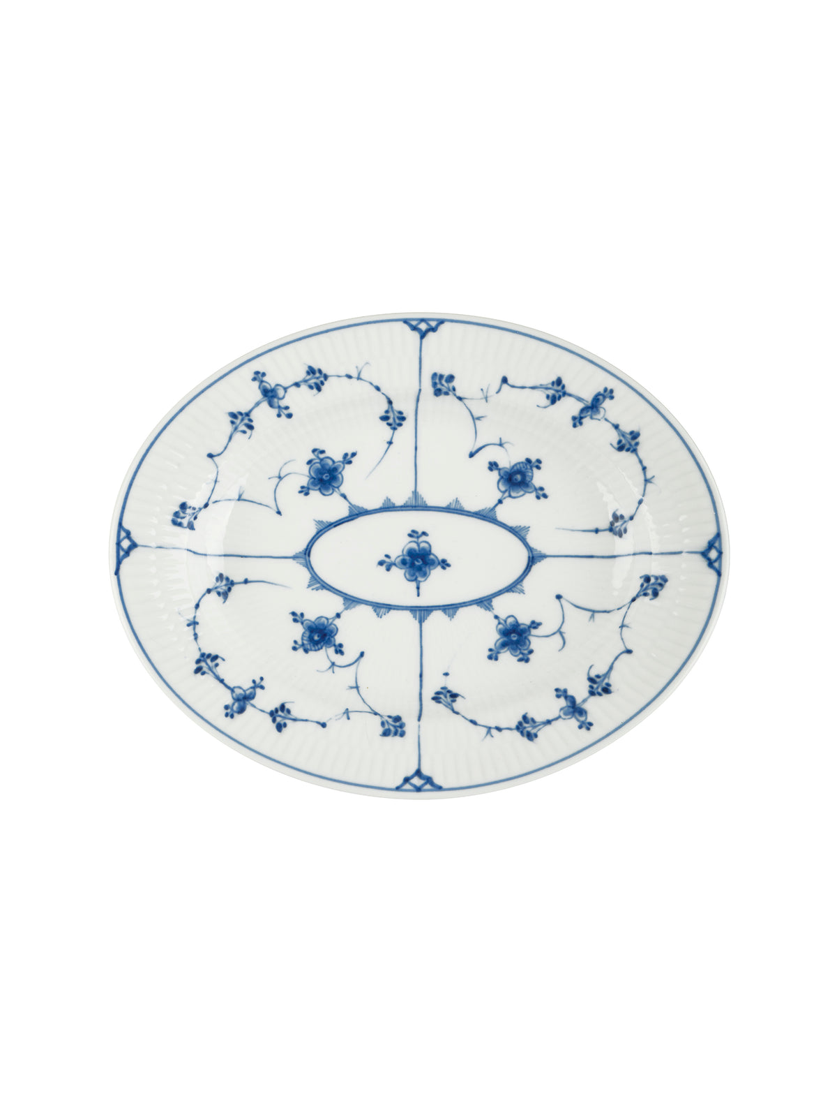 Vintage 19th Century Royal Copenhagen Blue Fluted Plain Oval Serving Platter 10" Weston Table