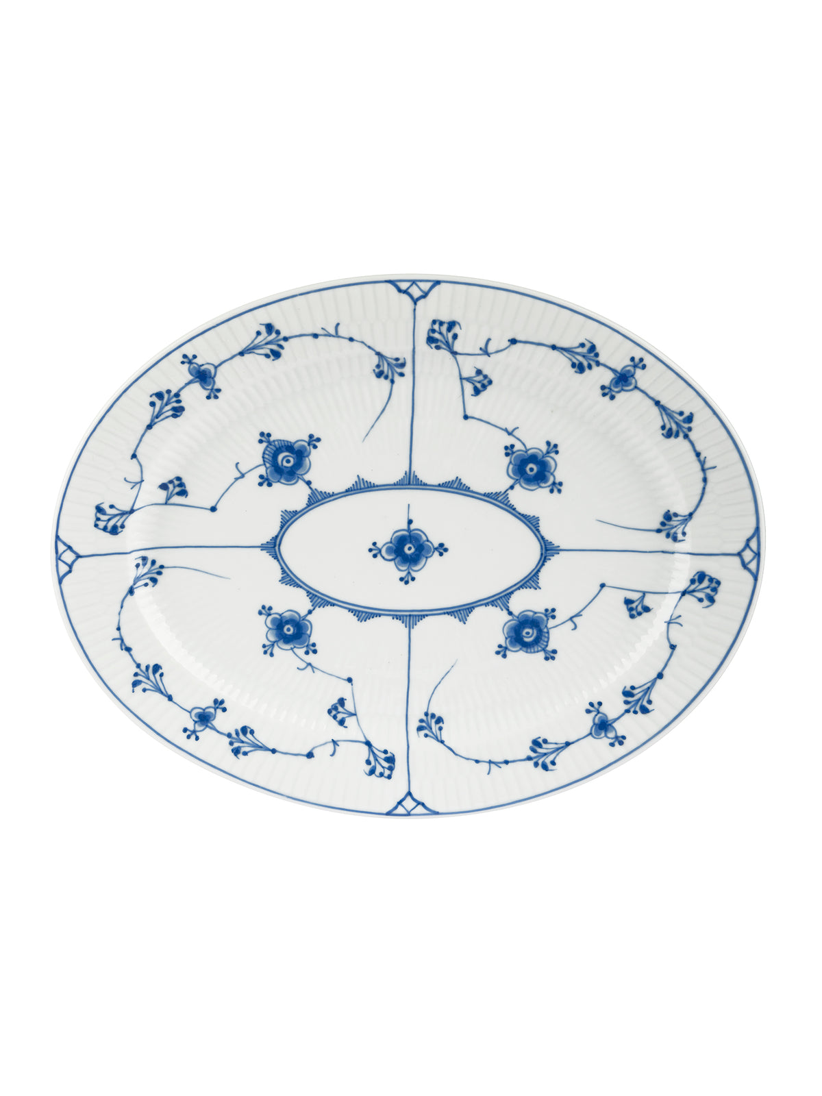 Vintage 19th Century Royal Copenhagen Blue Fluted Plain Oval Serving Platter 12" Weston Table