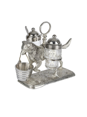  Vintage 19th Century Silver Plate Bird Dog Condiment Caddy Weston Table 